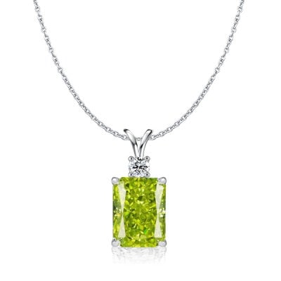 Italo Peridot Radiant Cut Pendant Necklace For Women