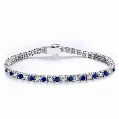Italo Blue & White Round Cut Classic Tennis Bracelet For Women