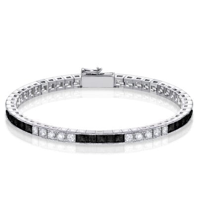 Italo Black & White Princess Black Sapphire Bracelet Fow Women