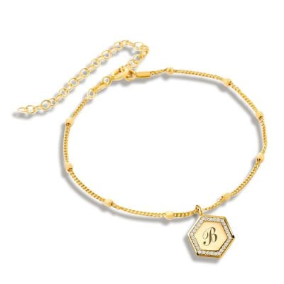 Italo Hexagon Chain Bracelet Initial Personalized Chain Bracelet