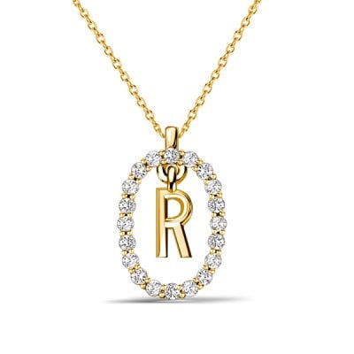 Italo Initial Personalized Open Frame Initial Pendant For Women