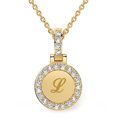 Italo Engraved Letter Pendant Initial Personalized Necklace For Women