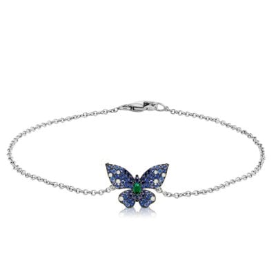 Dancing Butterfly Blue Sapphire Bracelet For Women