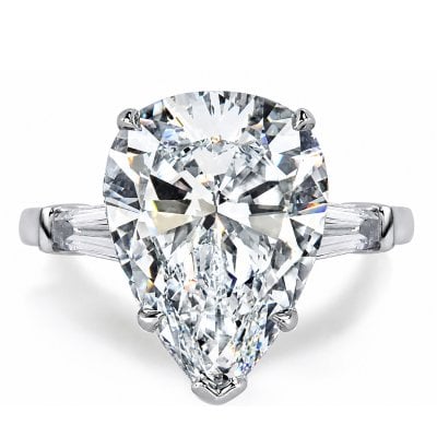 Italo Pear Cut Three Stone Moissanite Engagement Ring