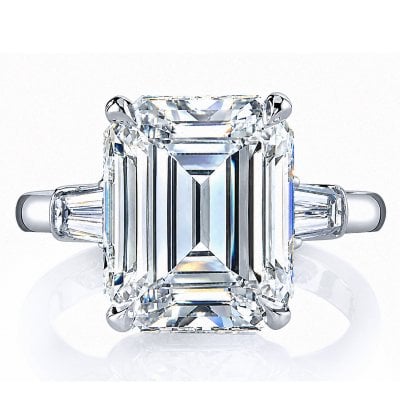 Italo Three Stone 5.00 CT. Emerald Cut Moissanite Engagement Ring