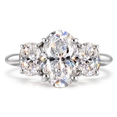 Italo 3.00 CT. Oval Cut Three Stone Moissanite Engagement Ring