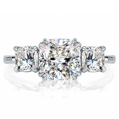 Italo 3.00 CT. Cushion Cut Three Stone Moissanite Engagement Ring