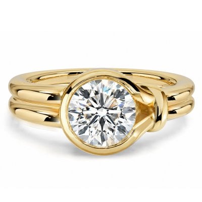 Italo Knot Bezel Setting Round Cut Solitaire Moissanite Engagement Ring