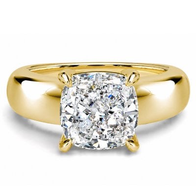Italo Golden 4-Prong Cushion Cut Moissanite Solitaire Engagement Ring