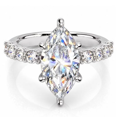 Italo 4.00 CT. Marquise Cut Moissanite Half Eternity Engagement Ring