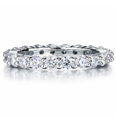 Italo Scalloped Edge Round Cut Moissanite Eternity Wedding Band