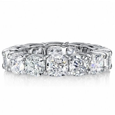 Italo Shared Prong Cushion Cut Moissanite Eternity Wedding Band