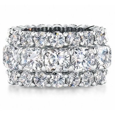 Italo Eternity Cushion Cut Moissanite Eternity Wedding Bands