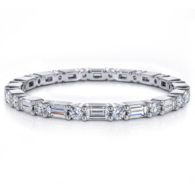 Italo Alternating Round & Baguette Cut Moissanite Eternity Band
