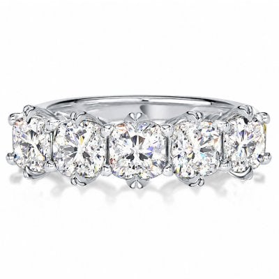Italo Five Stone Cushion Cut Moissanite Wedding Band Ring