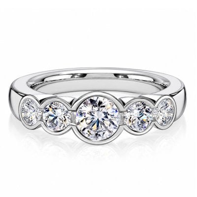 Italo Bezel Set Five Stone Moissanite Engagement Ring
