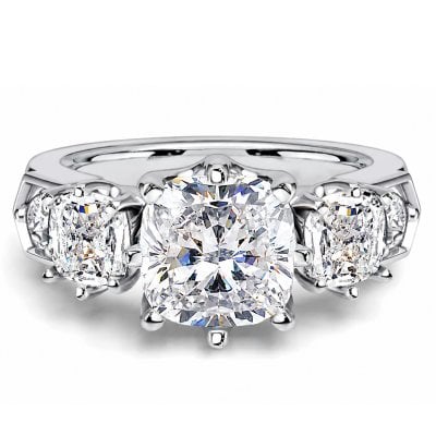 Italo Five Stone 3.0 CT. Cushion Cut Moissanite Engagement Ring