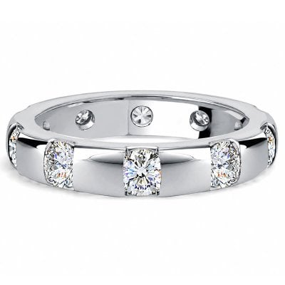 Italo Tension Round Cut Chunky Moissanite Eternity Wedding Band