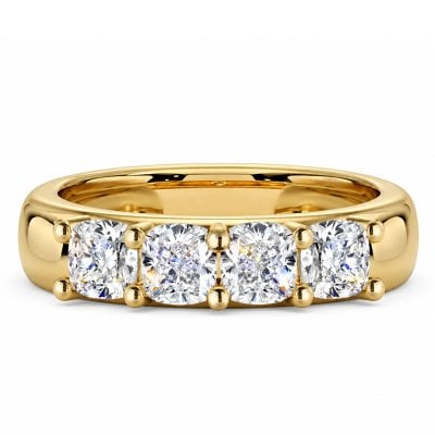 Italo Golden French Setting Cushion Cut Moissanite Wedding Band
