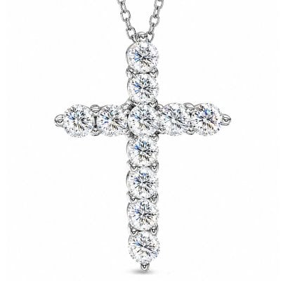 Italo Round Cut Cross Necklace Moissanite Cross Pendant Necklace