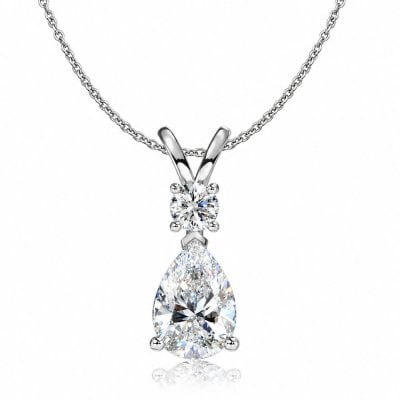 Italo Teardrop Pear Cut Moissanite Pendant Necklace