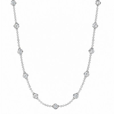 Italo Bezel Setting Eternity Round Cut Moissanite Tennis Necklace