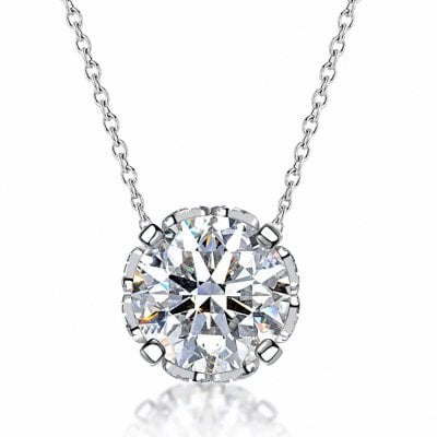 Italo Round Cut Vintage Moissanite Pendant Necklace With Filigree