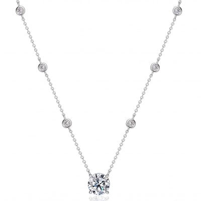 Italo Bezel Setting Round Cut Moissanite Pendant Necklace