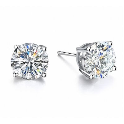 Italo 4-Prong 4.00 CT. Round Cut Moissanite Stud Earrings
