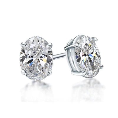 Italo 4-Prong Oval Cut Moissanite Solitaire Stud Earrings