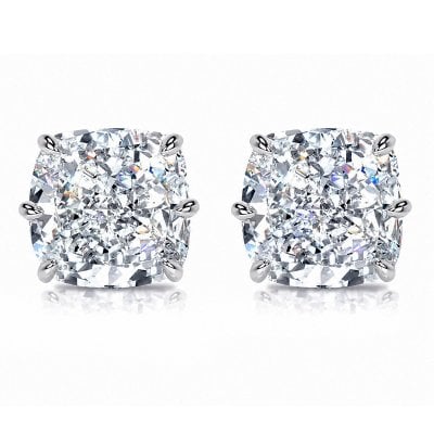 Italo Six-Prong 4.00 CT. Cushion Cut Moissanite Stud Earrings