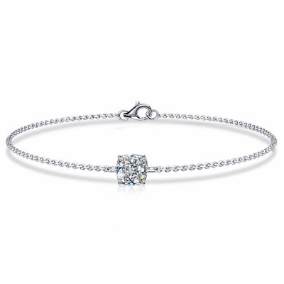 Italo Single Stone 1.00 CT. Cushion Cut Moissanite Chain Bracelet