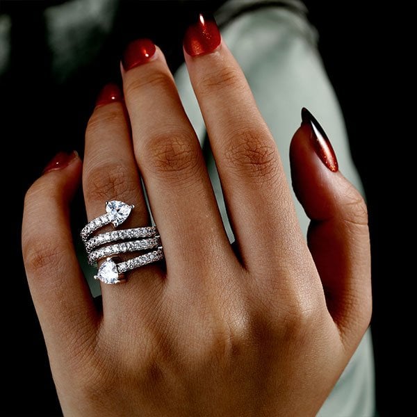 シルバー スパイラル ダイアモンドリング Multi Row Spiral Engagement Ring Online Sale丨Italojewelry