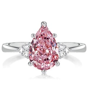 Italo Pear Shaped Pink Ring Sterling Silver Rings For Women