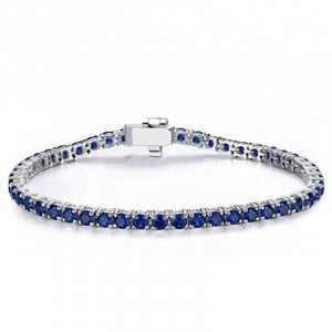 Italo 3 MM Blue Sapphire Round Cut Tennis Bracelet For Women
