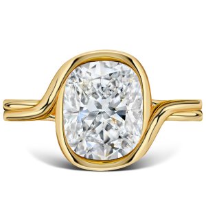 Italo White Cushion Cut Solitaire Ring Vintage Engagement Ring