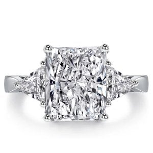 Italo Radiant Cut 3 stone Engagement Ring In Sterling Silver