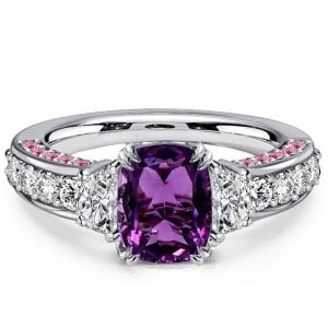 Italo Unique Amethyst Cushion Cut Engagement Rings