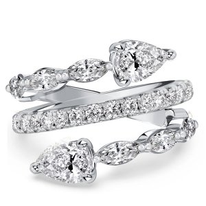 Italo Toi Et Moi Pear Cut Teardrop Ring Spiral Engagement Ring