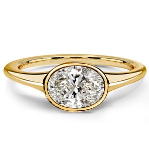 Italo East West Oval Cut Bezel Setting Solitaire Engagement Ring