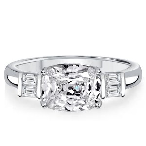 Italo Cushion Cut White Sapphire Engagement Rings 3 Stone Ring