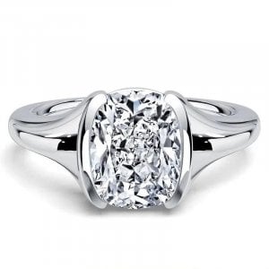Italo Half-bezel White Sapphire Cushion Cut Engagement Rings