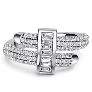 Italo Micro Pave Round & Baguette Cut Unique Engagement Rings