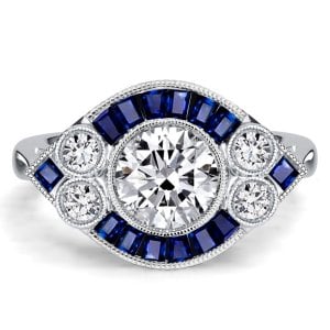 Italo Milgrain Bezel 1 CT. Round Cut Vintage Engagement Rings