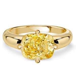 Italo East West Golden Cushion Cut Yellow Topaz Engagement Rings