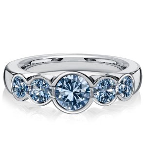 Italo Bezel Set Five Stone Blue Topaz Engagement Ring Promise Ring