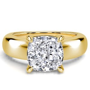 Italo Gold Plated Solitaire 4 Carat Cushion Cut Engagement Ring For Women