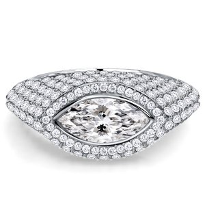 Italo Halo Micro Pave Marquise Cut Halo Engagement Rings Cocktail Ring