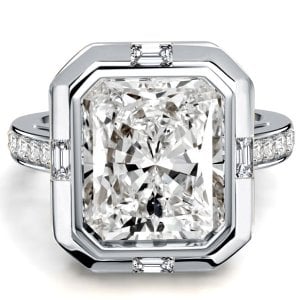 Italo Sterling Silver Set Side Stone 5.5 Carat Radiant Cut Engagement Ring For Women