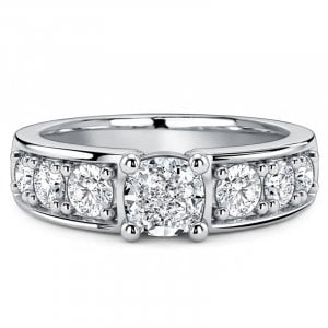 Italo White Sapphire Cushion Cut Classic Engagement Ring For Women